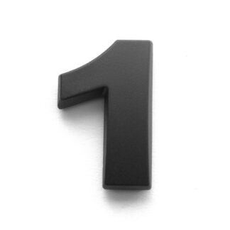 1, 3D Kunststoffziffer, selbstklebend, mattschwarz