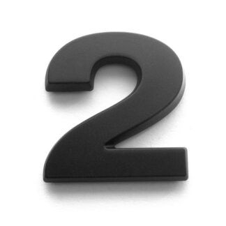 2, 3D Kunststoffziffer, selbstklebend, mattschwarz