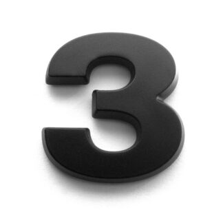 3, 3D Kunststoffziffer, selbstklebend, mattschwarz