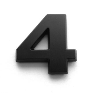4, 3D Kunststoffziffer, selbstklebend, mattschwarz