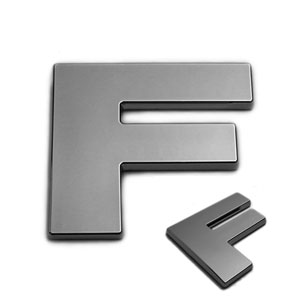 F, 3D Chrombuchstabe 50mm