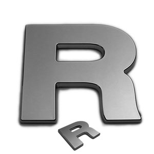 R, 3D Chrombuchstabe 50mm