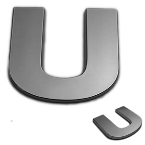U, 3D Chrombuchstabe 50mm