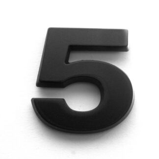5, 3D Kunststoffziffer, selbstklebend, mattschwarz