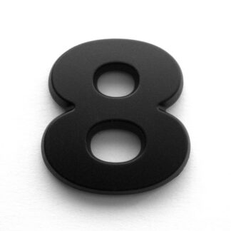 8, 3D Kunststoffziffer, selbstklebend, mattschwarz