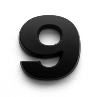 9, 3D Kunststoffziffer, selbstklebend, mattschwarz
