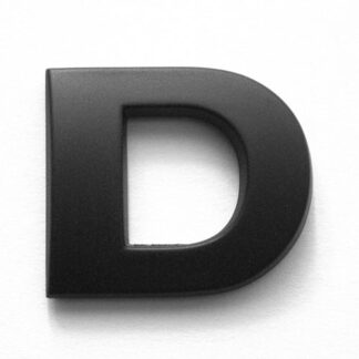 D, 3D Kunststoffbuchstabe, selbstklebend, mattschwarz