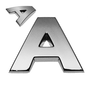 A, 3D Chrombuchstabe