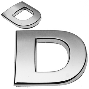 D, 3D Chrombuchstabe