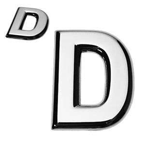 D, 3D Buchstabe flach