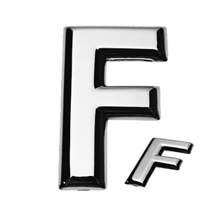 F, 3D Buchstabe flach