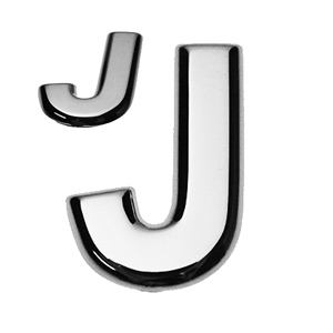 J, 3D Buchstabe flach