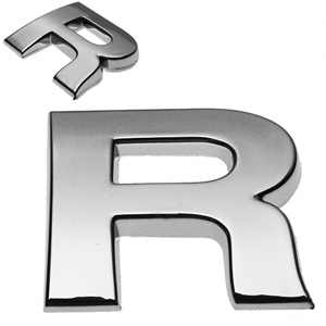 R, 3D Chrombuchstabe