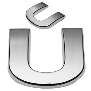 U, 3D Chrombuchstabe